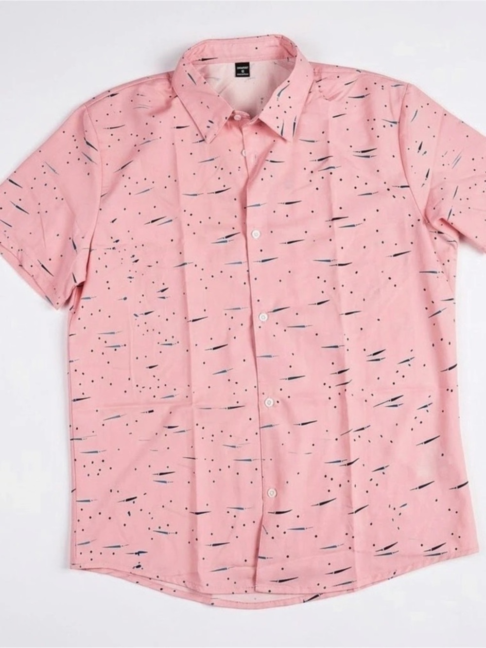 Men's Abstract Pink Button Down Shirt SHEIN  - medium